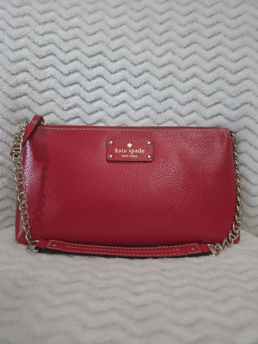 kate spade New York Red Leather Chain Shoulder Bag Excellent Condition